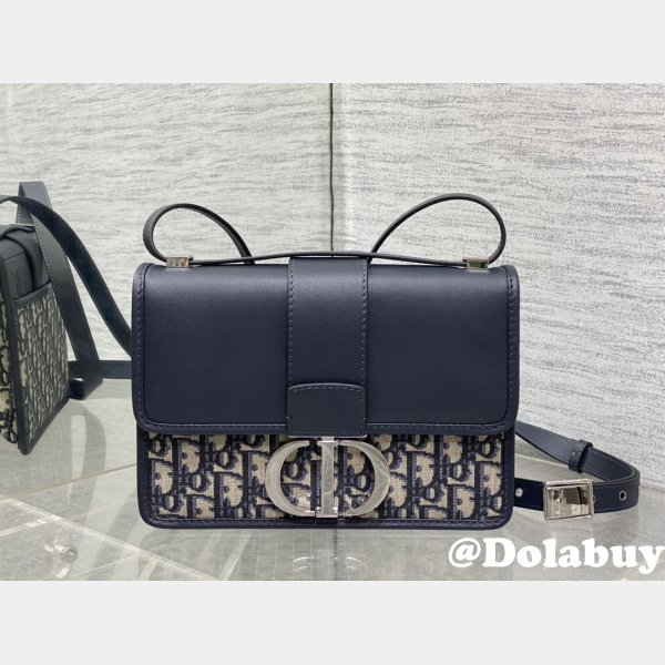 30 Montaigne Bag Blue Dior Oblique Jacquard and Smooth Calfskin
