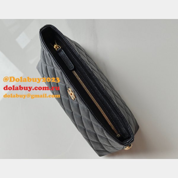 High Quality AS4700 1:1 Pouch Grained shiny Black Bag