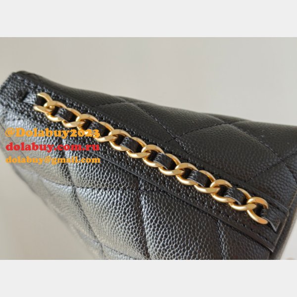 High Quality AS4700 1:1 Pouch Grained shiny Black Bag