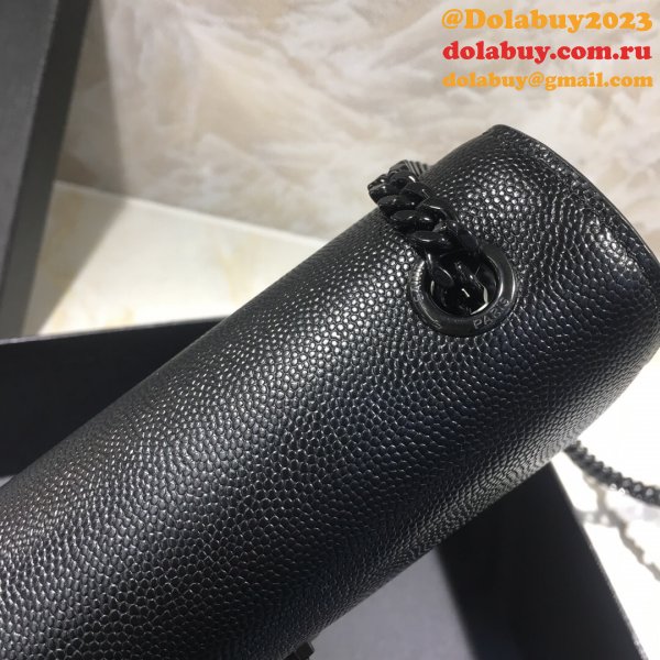 YSL Replica Crossbody Bags Leather & Chain 20cm Black